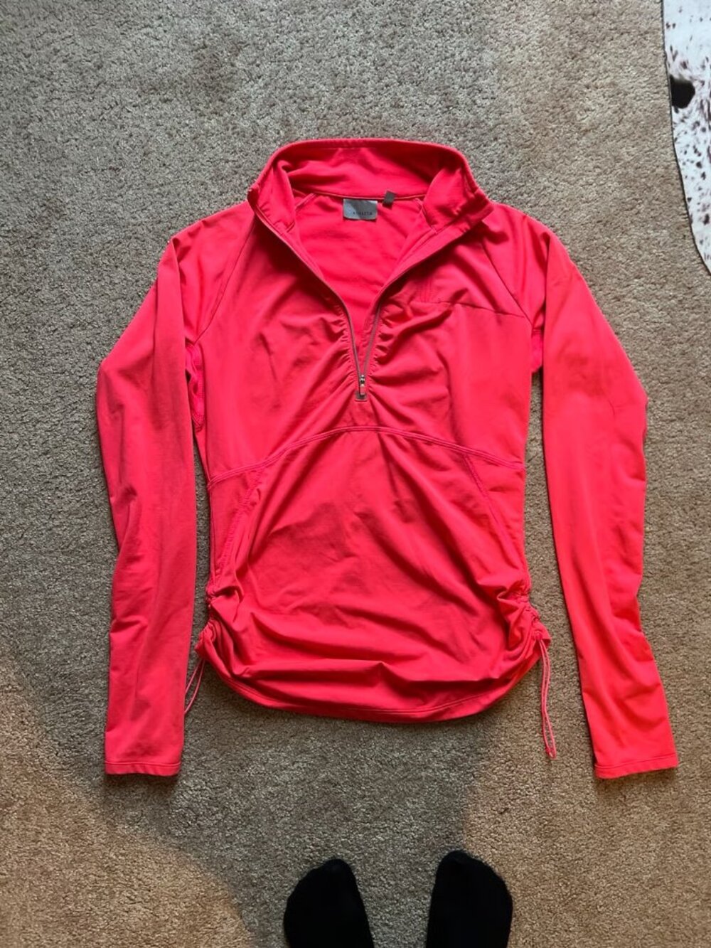 Athleta Hot Pink Long Sleeve Athletic Ruched Quarter Zip Top Size Small